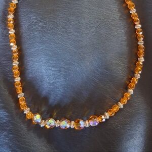 Fire Polished Orange Beaded Necklace
